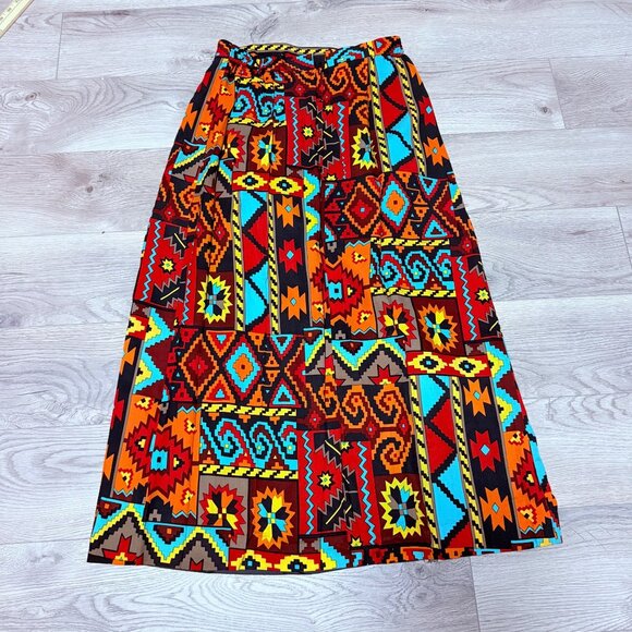 Doncaster Geometric ALine Skirt Size 8 Patchwork VTG Southwest Style Ethnic Boho - Picture 12 of 12